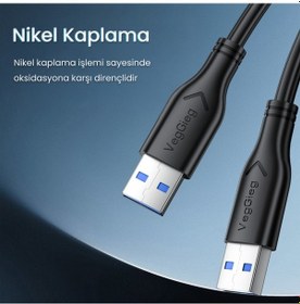 Resim Veggieg Usb-a Male To Male Uzatma Usb 3.0 Kablo 1.5 Metre 