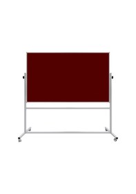 Resim Panda 90 x 120 CM Çift Taraflı 360 Dönerli Tekerkli Mobil Bordo Kumaşlı Pano - pan186 