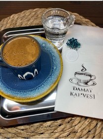 Resim Gümüş Yaldızlı Beyaz Mühürlü Çiçekli Damat Kahvesi Cepli Peçete 