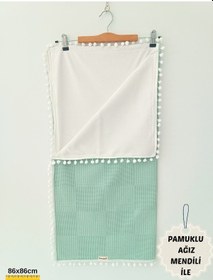 Resim S.kahve Kız Erkek Bebek Battaniyesi Pike %100 Pamuklu Doğal Organik Uyku Çift Taraflı Örtü 86x86cm Btn10248 Yeşil 