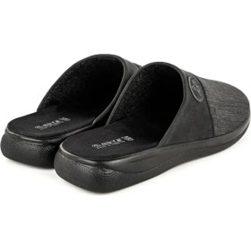 Resim Muya Anatomik Taban Erkek Ev Terliği Günlük Kullanım İçin Konforlu Siyah Kumaş Malzeme 