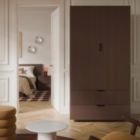 Resim Sato Minimalist Tasarım Ve Raf Sistemi Ahşap Kompakt Gardırop 