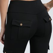 Resim Kadın Trendy Kahverengi Spor Taytı Çoklu Cep ile - Esnek, Uzun Boyutlu Fitness Yoga Pantolonu Bahar/Yaz, Sonbahar, Sonbahar Egzersiz Ekipmanları|Trendy Fitness Giyim|Esnek Malzeme 