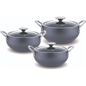 Resim Fms Gm5004 Granit Mercan 3lü Güveç Set Gri 