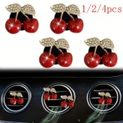 Resim 2/4 adet Alaşım Kiraz Araba Hava Kanalı Difüzör Klipsi ile Rhinestone Aksesuarlar - DIY Kokulu, Yeniden Kullanılabilir Kokusuz Araba İç Aksesuarları, Pil Gerektirmez, Araba Kokusu Difüzörü, Araç Kokusu Geliştirme, Zarif Tasarım, Dayanıklı Yapı, Pil Gerektirmez 