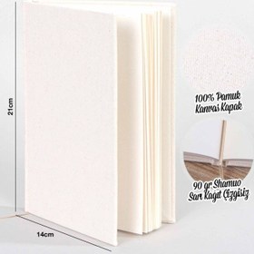 Resim Ay Yıldız Bayrak Logo Krem Çizgisiz Kanvas Defter - Krem 