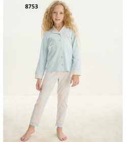 Resim Zeyzey 8753 Kız Çocuk Önden Düğmeli Uzun Kollu Pijama Takım 001 