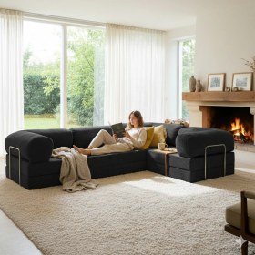 Resim Dechome 300X200 Teddy Serisi Köşe Kapali| Uzanma Modüler Koltuk | Yıkanabilir Corduroy Kumaş | Çok Fonksiyonlu Yer Yatağıyeny Fitilli 