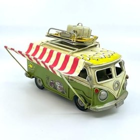 Resim Dekoratif Metal Minibüs Tenteli - Vosvos Fotoğraf Çerçevesi ve Kumbara Fonksiyonlu 