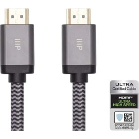 Resim Monoprice 8k Sertifikalı Örgülü Ultra Yüksek Hızlı HDMI Kablosu - HDMI 2.1 | 8K@60Hz | 48GB/SN | Cl2 Wall Rated | 28-30AWG | Siyah 2 M 