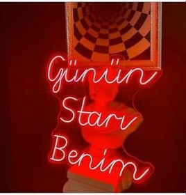 Resim Dekoraven Günün Starı Benim Neon Yazı Kafe Güzellik Merkezi Kuaför Neon Tabela(50X50Cm), günstarravred 