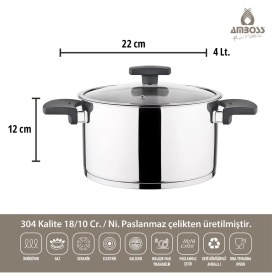 Resim Amboss Enio Matik 4 Parça Paslanmaz Çelik Düdüklü Tencere Seti 4lt+6lt - ENİ 8699 