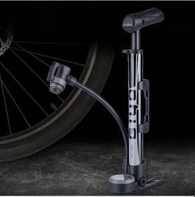 Resim Kosona Alüminyum Mini Çift Valfli Hava Pompa, 120 Psı Yüksek Basınç, Presta-schrader Uyumlu, Basınç Göstergeli, Taşınabilir Gümüş 