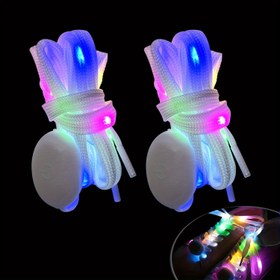 Resim 1 Çift LED Işıklı Ayakkabı Bağcıkları, 3 Mod Renk Değiştiren Naylon Flaş Bağcıklar, Gece Partisi için Yumuşak Düz Renkli Günlük Tarz, Noel Karanlıkta Parlayan Favor 