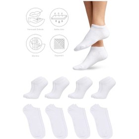 Resim Saysez Bambu Kadın Sneaker Beyaz Çorap Dikişsiz Görünmez Bilek Spor 4'lü Beyaz 