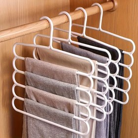 Resim 1 Adet 5 Katlı Yer Tasarruflu Pantolon Askısı Organizatörü - Kaymaz Dayanıklı Plastik Çok Katmanlı Gardırop Depolama için Pantolonlar ve Eşarplar, Genişlik 12.2 İnç x Yükseklik 31 cm, Dolap Rafı 
