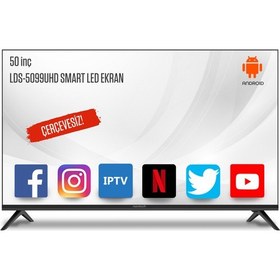 Resim Navitech LDS-5099 50" 127 Ekran 4K Ultra HD Android Smart LED Ekran (Çerçevesiz) 