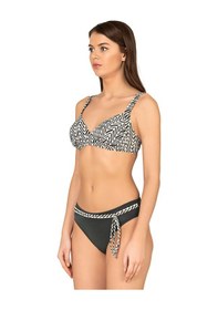 Resim Endeep Kadın Zigzag Desenli Bağlama Detaylı Toparlayıcı Bikini Takımı Siyah-beyaz 