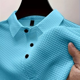 Resim Erkekler için Ağır Ağırlık Kısa Kollu Polo Gömlek - Yumuşak, Rahat, Düz Renk ile Düğme Detayları, Yazlık Rahat Giyim için Nefes Alabilen Polyester Kumaş, Dar Kesim Polo|Parlak Dokulu Gömlek|Golf, Spor Salonu ve Yazlık Rahat Giyim için Polyester İplik, Nefes Alabilen 