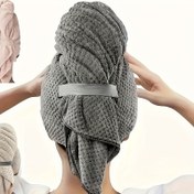 Resim Kadınlar için Modern Mikrofiber Saç Havlusu Sarma - Hızlı Kuruyan Yüksek Emicili Turban Tarzı Baş Sarığı, Ayarlanabilir Elastik Bantlı, Kıvırcık Kalın Saçlar İçin Yumuşak Hipoalerjenik Polyester, Çizgili Tasarım, Çağdaş Saç Aksesuarı 