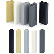 Resim LEDUO 1x2x5 MOC Yapı Blokları - Beyaz/Siyah Plastik Sağlam Çubuk ve Sütun Oyuncak, 1x1x5 Bağlantı Elemanları ile, 2453/2454 Uyumlu Çocuklar için Yaratıcı Oyun, Yapı Blokları Seti, Şık Tasarım, Dayanıklı İnşaat 