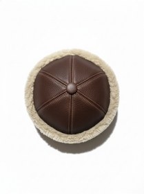 Resim Okcubaba El Yapımı Hakiki Deri Kürklü Kahverengi Börk - Soğuk Geçirmez Geleneksel Başlık 