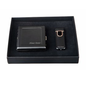 Resim Kişiye ve İsme Özel Siyah Metal Sigara Tabakası ve Usb Şarjlı Çakmak 