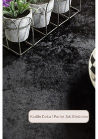 Resim Elart Kadife Masa Örtüsü Dikdörtgen 150x220 Cm Siyah Siyah 