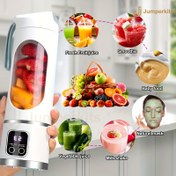Resim Taşınabilir 50W Yüksek Hızlı Buz Blenderi ve Sıkacağı, USB Şarj Edilebilir 1500mAh Pil, Otomatik Temizleme, 3 Mod (Çorba, Smoothie, Dondurucu), Mutfak, Seyahat, Smoothie, Smoothie Yapımı, Modern Mutfak Eşyaları, Dayanıklı Plastik Gövde 