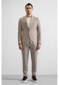 Resim Süvari Sütlü Kahve Slim Mono Yaka Düz Torba Cep 6 Drop Takım Elbise Tk1006900381-kh1 Sütlü Kahverengi 