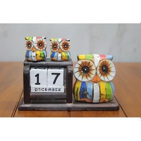 Resim Ahşap Baykuş Takvim Polos-18 