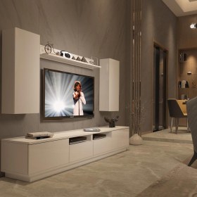Resim Decoraktiv Trendstyle 5220DS Mdf Tv Ünitesi Tv Sehpası - Parlak Beyaz 