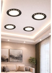 Resim 36 Watt, 3 Modlu Delik Çapı Ayarlanabilir 4000k Ilık Beyaz Işık Modern Tasarım Sıvaaltı Led Armatür Siyah - Beyaz 