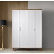 Resim GuneyStore Paris 4 Kapaklı Komple MDF Atlantik Çam-Beyaz Gardırop 