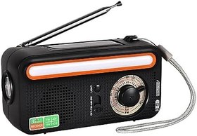 Resim IOIUSKKU Hafif Kompakt ve Taşıması Kolay El Kranklı Çok Fonksiyonlu Radyo Solar USB Şarj Dört Güç Kaynağı Modu, siyah 