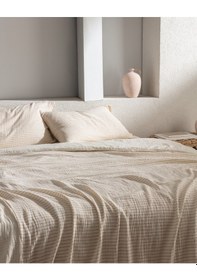 Resim Madame Coco Agnes Çift Kişilik Müslin İpliği Boyalı Lastikli Nevresim Takımı - Bej 8684427204207 Ekru 