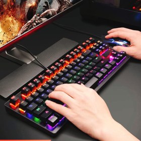 Resim Annivia MK1S LED Arkadan Aydınlatmalı Mekanik Oyun Klavyesi, Mavi Anahtarlı Kablolu USB Oyun Klavyeleri, Windows PC Dizüstü Oyun için 87 Tuş, Siyah 