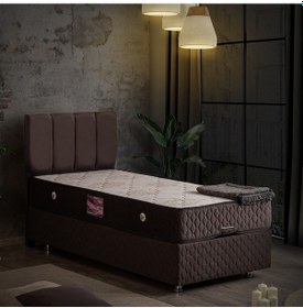 Resim Setaymobilya Baza, Tetra Antrasit Tek Kişilik Baza + Başlık + Deluxe Yatak 