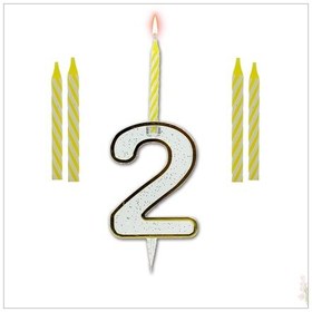 Resim 2 Rakam Şeffaf Mumluk ve 4 Adet Mum 