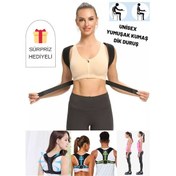 Resim Dik Duruş Korsesi Sırt Bel Omuz Korsesi Ortopedik Dik Durma Korse Siyah 