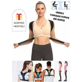 Resim Dik Duruş Korsesi Sırt Bel Omuz Korsesi Ortopedik Dik Durma Korse Siyah 