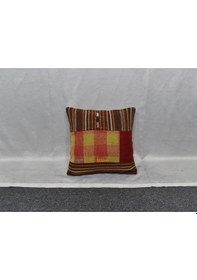 Resim Zehra Abla Halı Yeni El Dokuma Patchwork Kırkyama Dekoratif Kilim Kırlent Yastık Kılıfı 6489 Çok Renkli 