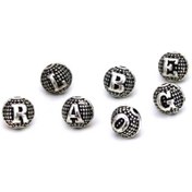 Resim yfhobi 2 Adet - '' A '' Harfi, 8 Mm Metal Harf, Tesbih Harfi, Metal Malzeme, Boyalı Gümüş Kaplama 