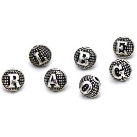Resim yfhobi 2 Adet - '' A '' Harfi, 8 Mm Metal Harf, Tesbih Harfi, Metal Malzeme, Boyalı Gümüş Kaplama 
