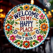 Resim 2D 1 adet 19.81x19.81cm "Mutlu Yerime Hoş Geldiniz" Tabelası, Ev, Parti, Kafe, Yatak Odası, Bar için Düz Baskı Duvar Resmi - Benzersiz Tasarım, Kolay Asma, İdeal Hediye 