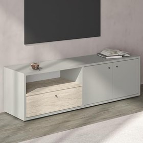 Resim Pao Kapaklı Minimal TV Sehpası – 136 cm Gri/traverten 