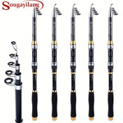 Resim Sougayilang Başlangıç ​​Balıkçılık Çubuğu - Siyah ve Beyaz, Teleskopik, Fiberglas, Tatlı Su Balıkçılığı İçin İdeal, Döner Makara, İki Elde Kullanılabilir Sap, Orta Güç, Set, Balıkçılık Aksesuarı 