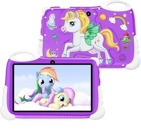 Resim kajilai Çocuk Tableti 7 inç Android 10 4 GB + 64 GB 1920*1280 Yüksek Net Ekran Öğrenme Tableti Güvenli Koruyucu Tasarım 5000 mAh Büyük Kapasiteli Pil Ebeveyn Kontrolü Çocuklar için Zengin Önceden Yükl 