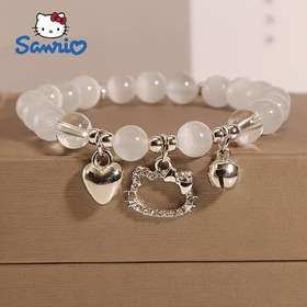 Resim Sanrio Resmi Lisanslı Hello Kitty Cazibeli Bilezik - Y2K Tarzı Elastik Boncuklu Takı Kalp Şeklinde Cazibe ile, Yapay Aksanlar, Kadınlar için Sevimli Karikatür Tasarım, Sevgililer Günü Hediyesi, Doğum Günü Hediyesi, Günlük Kıyafet Aksesuarı | Eğlenceli Takı | Işıltılı Aksesuarlar, Hello Kitty Takı 