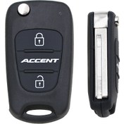 Resim 1 Adet 3 Düğmeli Flip Uzaktan Anahtar Kapağı Katlanır Anahtar Kabuk Araba Anahtarı Kılıfı Konutu for HYUNDAI Accent İçin Kesilmemiş Bıçak Ile 